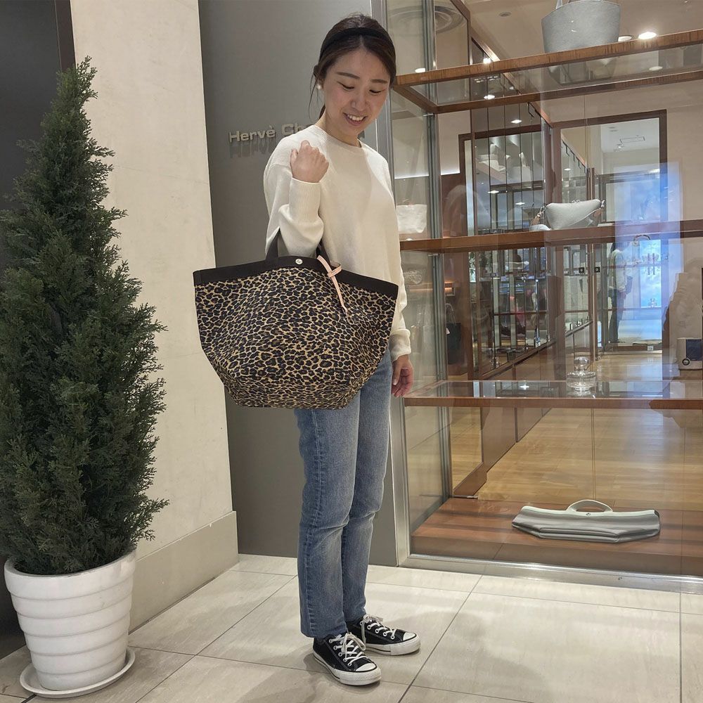 エルベシャプリエ Herve Chapelier 725Fパンサー (舟型トートL レオパード ヒョウ柄)